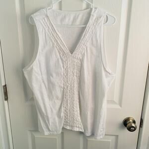 Talbots Sleeveless Shirt Womens XL Textured lace crochet Front old money fairy